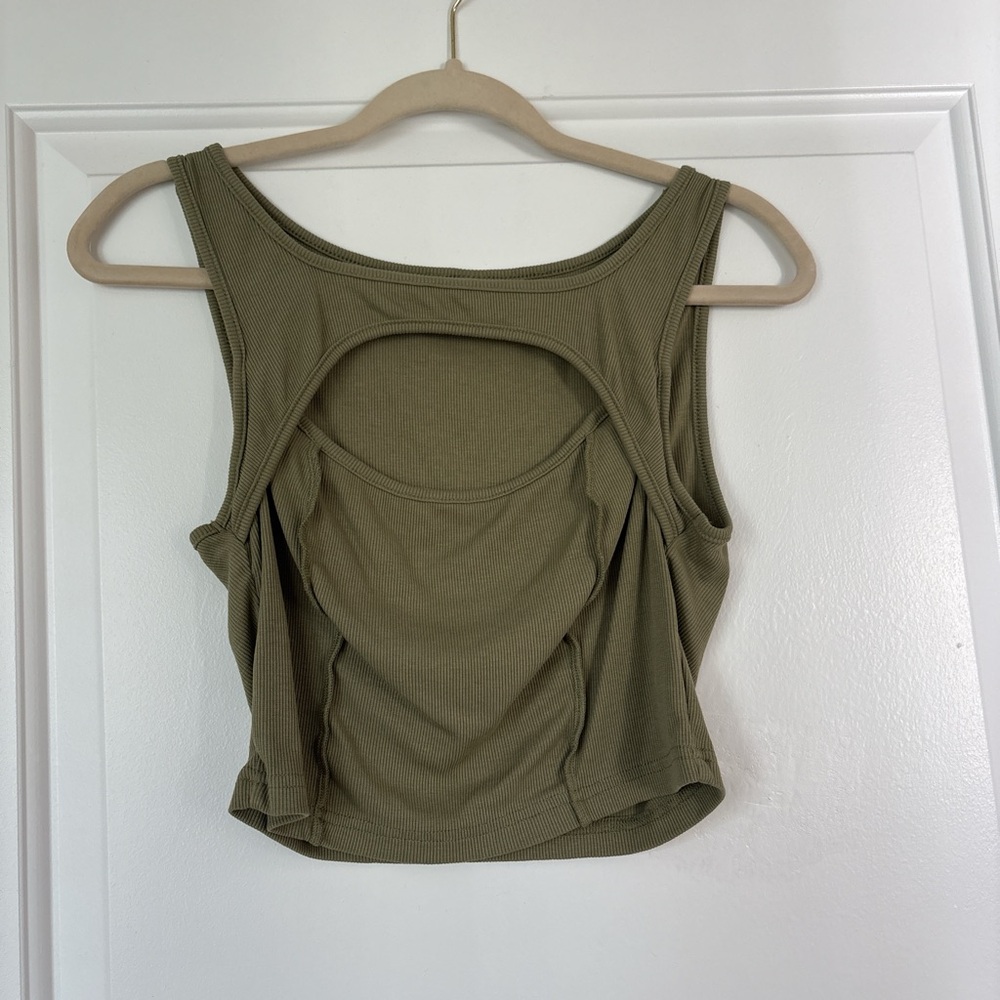 SHEIN Olive Green Cutout Tank Top